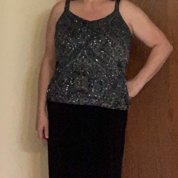 Women’s size 16, blue & black long formal gown - Picture 1 of 5